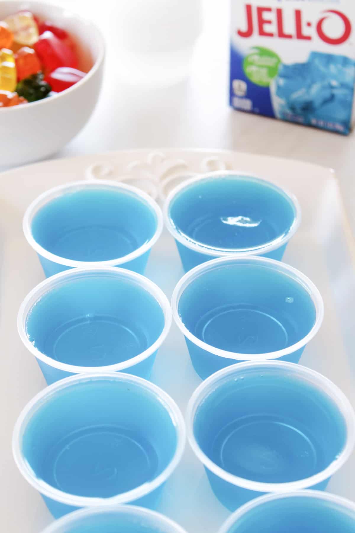 cups filled with jello