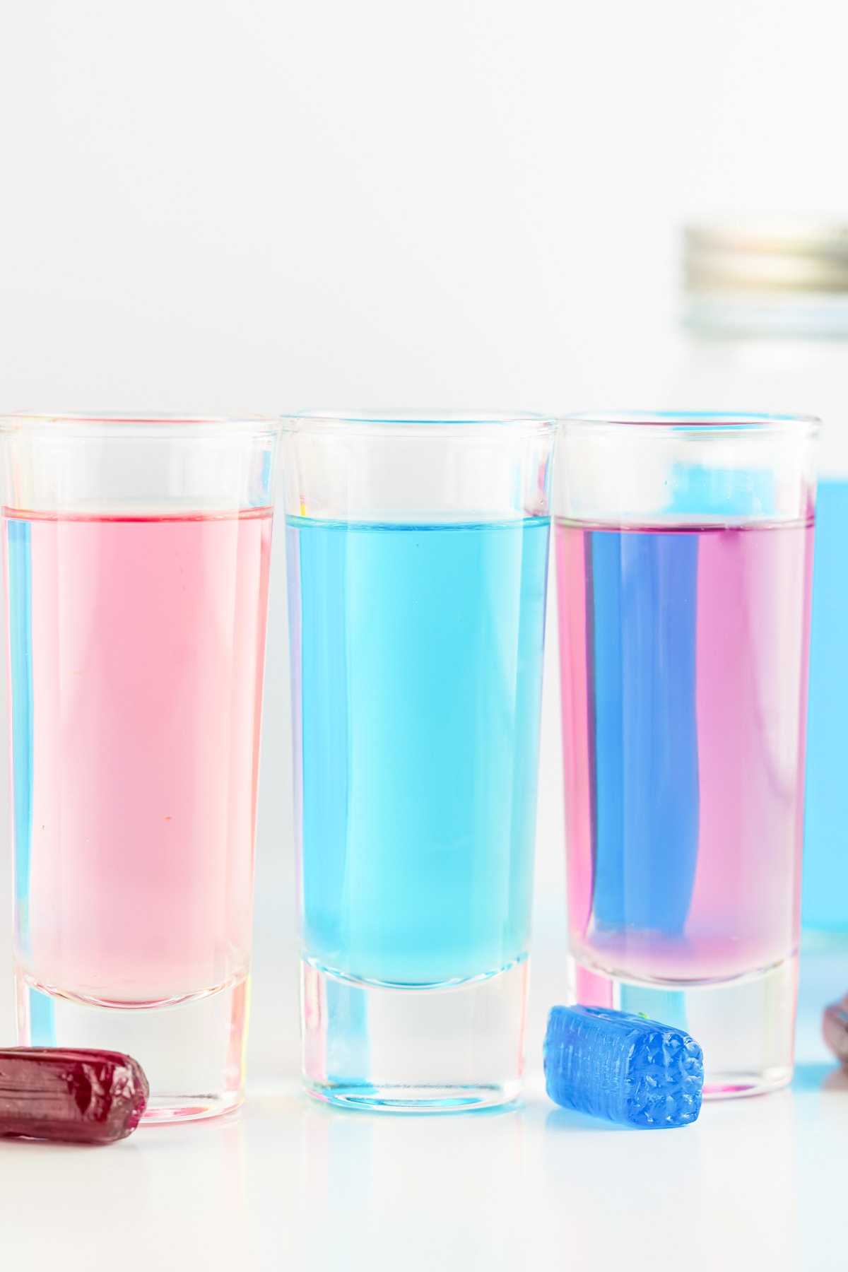 bright pink and blue shots